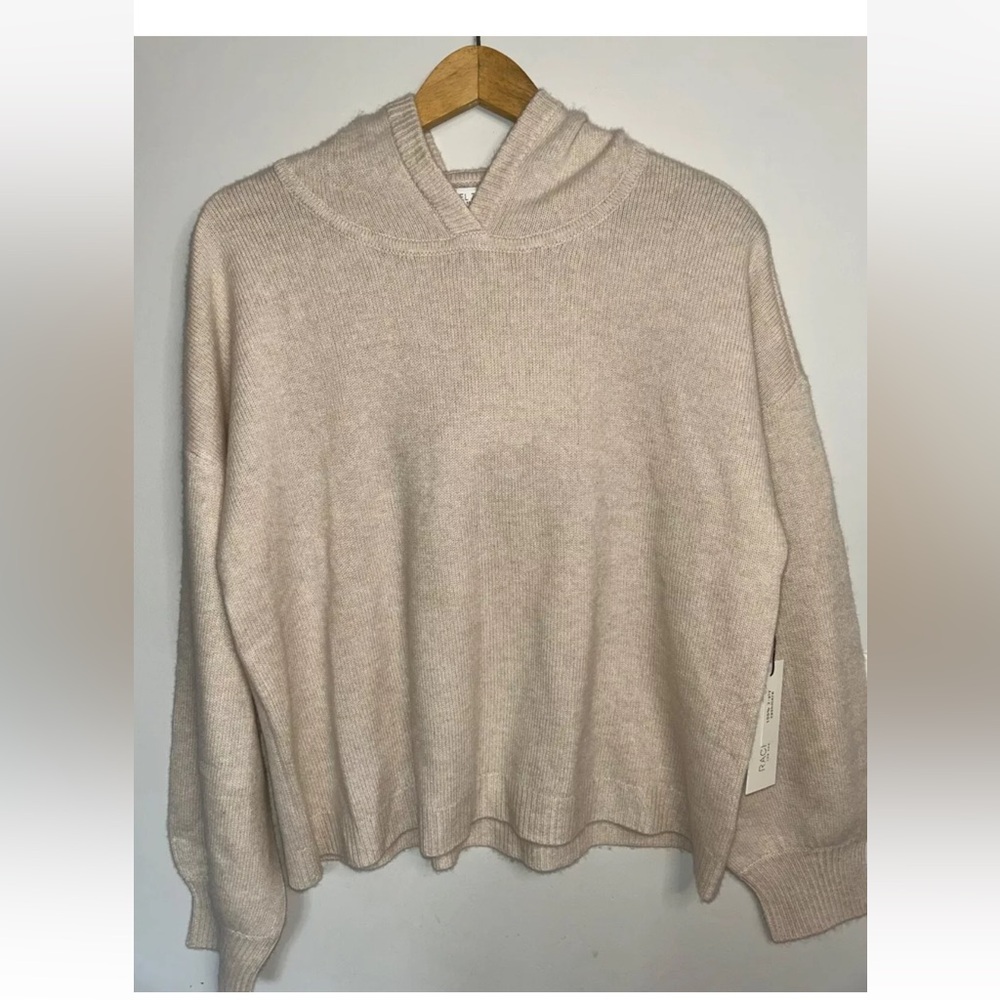 NEW ! NWT RACHEL ZOE 100% Cashmere Hoodie Sweater in Cream Size L